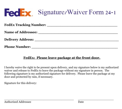 FedEx Signature Waiver