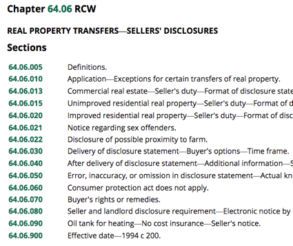 Seller Disclosure Law